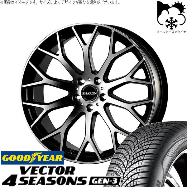 グッドイヤー ベクター4シーズンズ GEN-3 225/45R18 + ヴェネルディ シャロン ブラックポリッシュ 18インチ 8J +42 5H114.3P オールシーズン・ホイール4本セット。1枚目。