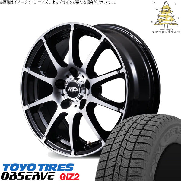 トーヨータイヤ OBSERVE 215/50R17 + MIDホイール STAG BP ブラックポリッシュ 17インチ 7.0J +48 5H114.3P スタッドレス・ホイール4本セット。1枚目。