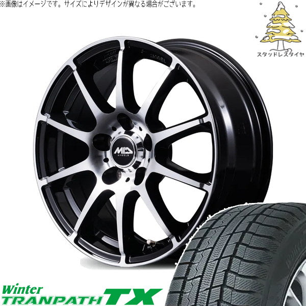 トーヨータイヤ ウィンタートランパス TX 225/60R18 + MIDホイール STAG BP ブラックポリッシュ 18インチ 7.0J +55 5H114.3P スタッドレス・ホイール4本セット。1枚目。