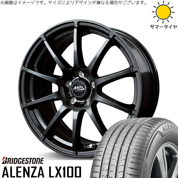 ブリヂストン アレンザ LX100 225/50R18 + MIDホイール スタッグ ストロングガンメタ 18インチ 7J +48 5H100P サマー・ホイール4本セット。1枚目。