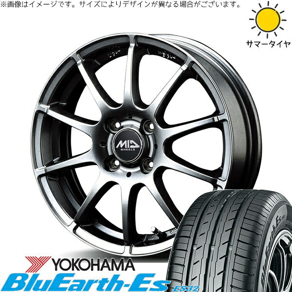 ヨコハマタイヤ ブルーアース ES32 185/55R16 + MIDホイール スタッグ メタリックグレー 16インチ 6J +51 4H100P サマー・ホイール4本セット。1枚目。