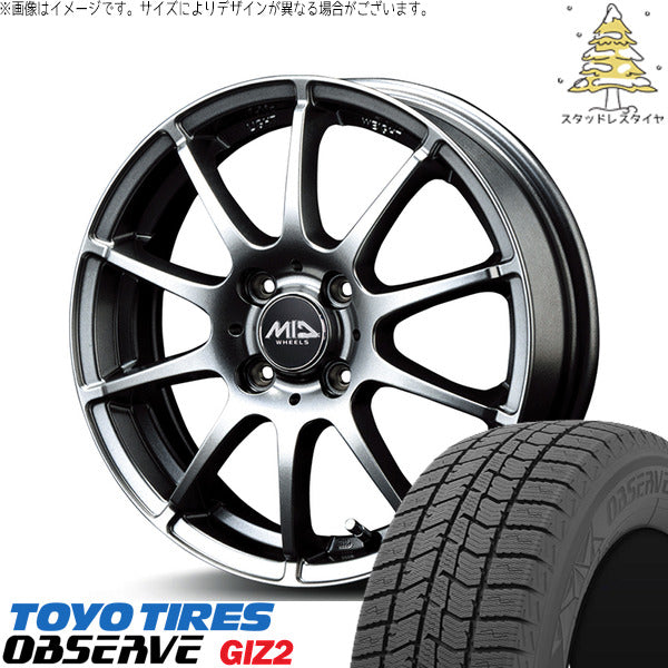 トーヨータイヤ OBSERVE 175/60R16 + MIDホイール スタッグ メタリックグレー 16インチ 6J +43 4H100P スタッドレス・ホイール4本セット。1枚目。