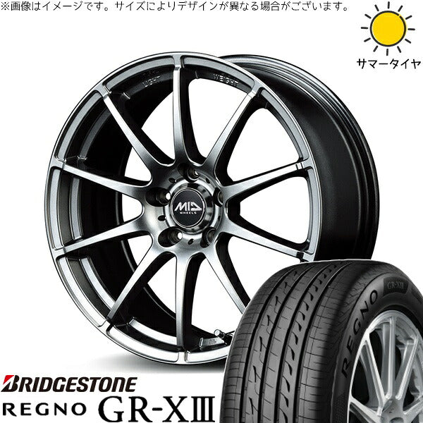 ブリヂストン レグノ GR-X3 RV 225/60R18 + MIDホイール スタッグ メタリックグレー 18インチ 8J +45 5H114.3P サマー・ホイール4本セット。1枚目。