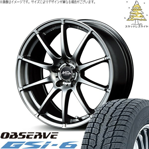 トーヨータイヤ オブザーブ Gsi-6 225/70R16 + MIDホイール スタッグ メタリックグレー 16インチ 6.5J +48 5H114.3P スタッドレス・ホイール4本セット。1枚目。