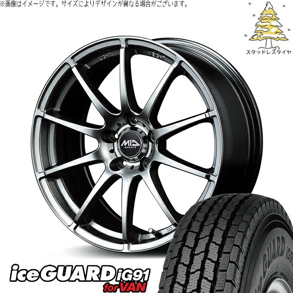 ヨコハマタイヤ アイスガード91 IG91 205/65R15 + MIDホイール スタッグ メタリックグレー 15インチ 6J +50 5H114.3P スタッドレス・ホイール4本セット。1枚目。