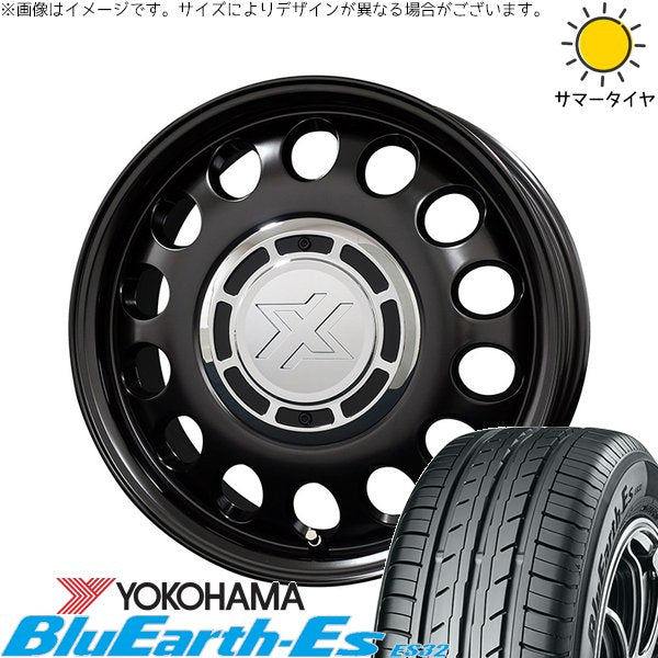 ヨコハマタイヤ ブルーアース ES32 165/65R14 + クロスブラッド スティール サテンブラック 14インチ 5J +30 4H100P サマー・ホイール4本セット。1枚目。