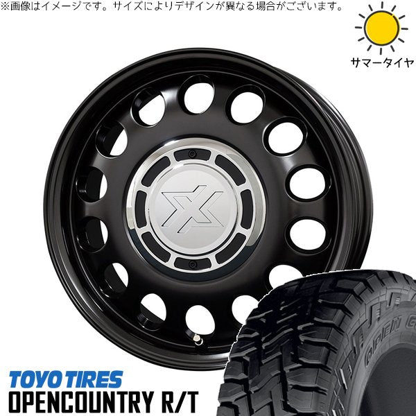 トーヨータイヤ オープンカントリー R/T 145/80R12 + クロスブラッド スティール サテンブラック 12インチ 4.00B +43 4H100P サマー・ホイール4本セット。1枚目。