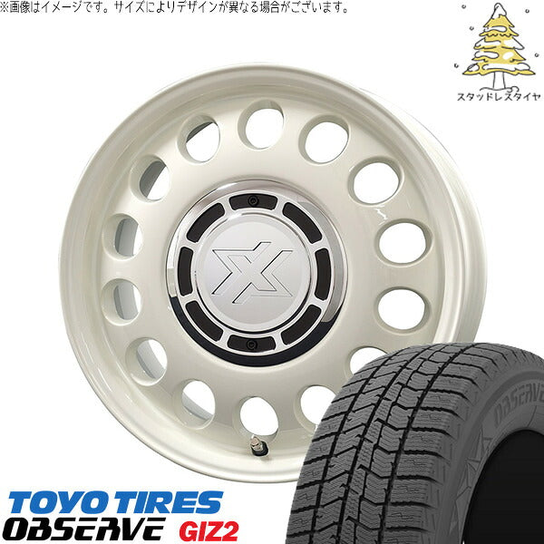 トーヨータイヤ OBSERVE 185/60R15 + クロスブラッド スティール ミスティックホワイト 15インチ 6J +42 5H100P スタッドレス・ホイール4本セット。1枚目。