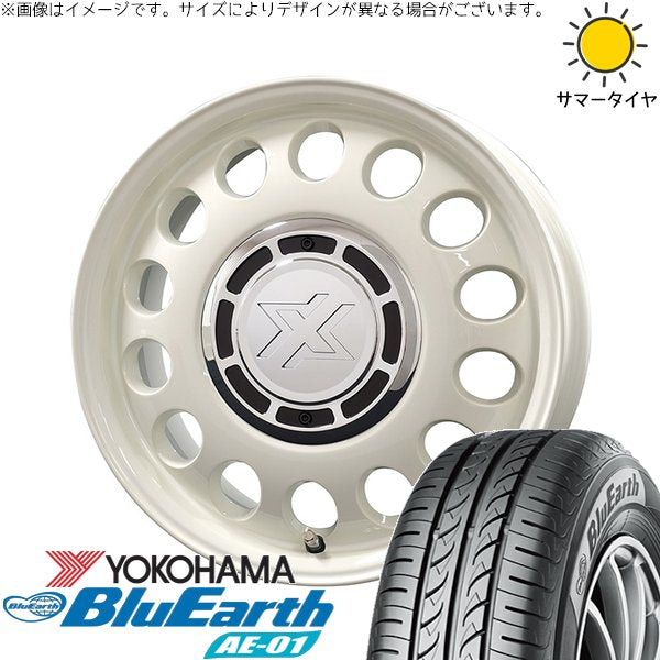 ヨコハマタイヤ ブルーアース AE01 165/65R15 + クロスブラッド スティール ミスティックホワイト 15インチ 4.5J +43 4H100P サマー・ホイール4本セット。1枚目。