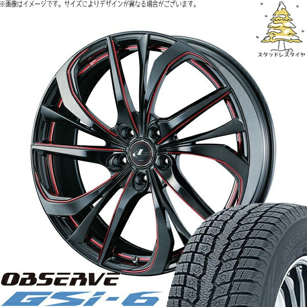 トーヨータイヤ オブザーブ Gsi-6 235/60R18 + レオニス TE ブラック/SCマシニングレッド 18インチ 8J +42 5H114.3P スタッドレス・ホイール4本セット。1枚目。