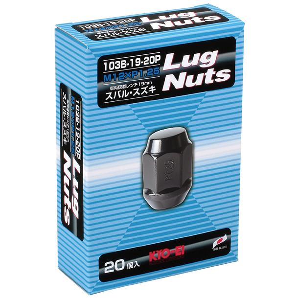 KYO-EI ラグナット M12 1.25P 19HEX ブラック 20個入り。代表画像。販売数量・選択枚数は商品仕様をご確認ください。