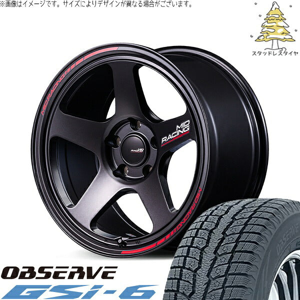 トーヨータイヤ オブザーブ Gsi-6 235/60R18 + MIDレーシング TR50 ターマックブラック 18インチ 8J +45 5H114.3P スタッドレス・ホイール4本セット。1枚目。