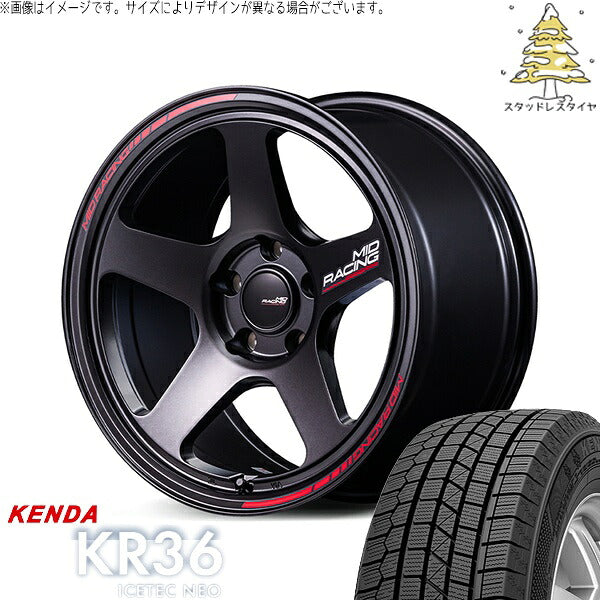 ケンダ アイステックネオ KR36 225/55R18 + MIDレーシング TR50 ターマックブラック 18インチ 8J +45 5H114.3P スタッドレス・ホイール4本セット。1枚目。
