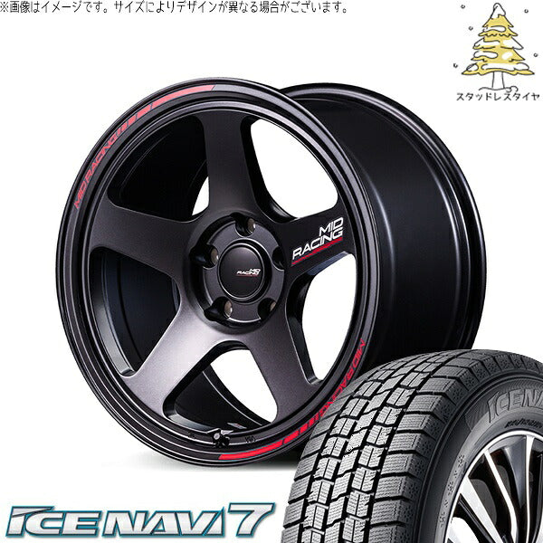 グッドイヤー アイスナビ7 225/45R18 + MIDレーシング TR50 ターマックブラック 18インチ 8J +45 5H114.3P スタッドレス・ホイール4本セット。1枚目。
