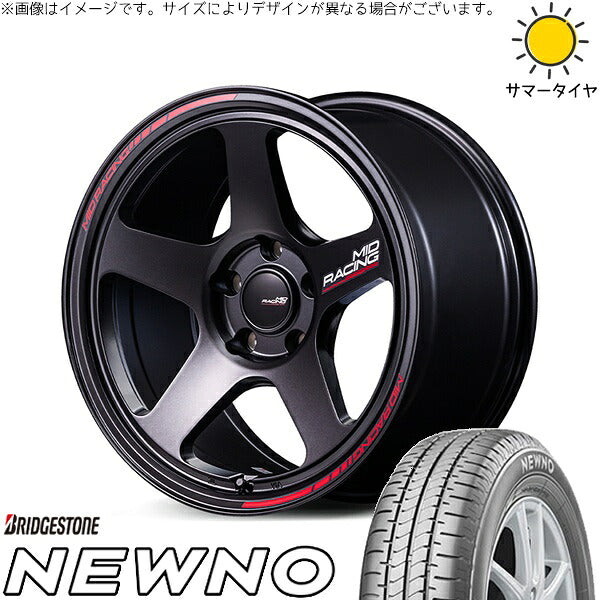 ブリヂストン ニューノ 225/55R18 + MIDレーシング TR50 ターマックブラック 18インチ 8J +45 5H114.3P サマー・ホイール4本セット。1枚目。