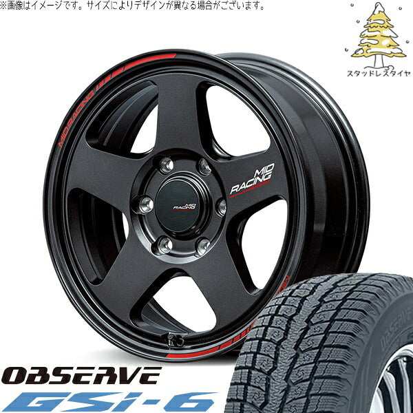 トーヨータイヤ オブザーブ Gsi-6 215/70R16 + MIDレーシング TR50 ターマックブラック 16インチ 6.5J +38 6H139.7P スタッドレス・ホイール4本セット。1枚目。