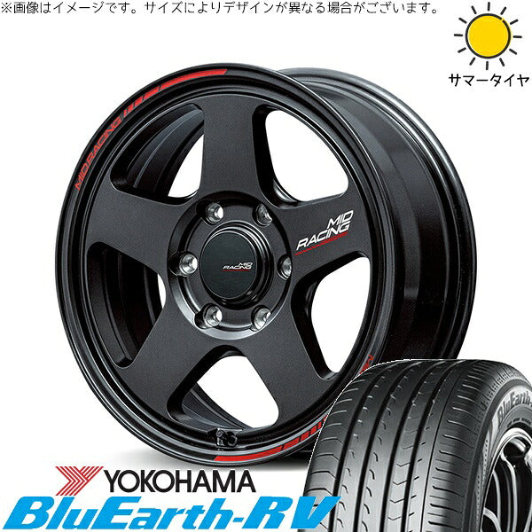 ヨコハマタイヤ ブルーアース RV03 215/60R17 + MIDレーシング TR50 ターマックブラック 17インチ 6.5J +38 6H139.7P サマー・ホイール4本セット。1枚目。