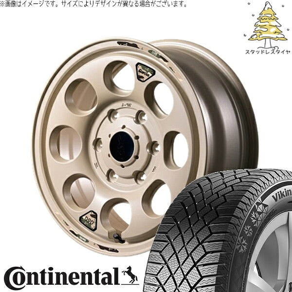 コンチネンタル バイキングコンタクト7 215/70R16 + MIDホイール x DOD ウシャリン セミグロスサンドベージュ 16インチ 6.5J +38 6H139.7P スタッドレス・ホイール4本セット。1枚目。