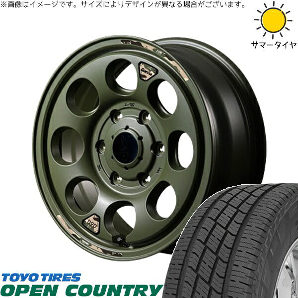 トーヨータイヤ オープンカントリー H/T2 215/70R16 + MIDホイール x DOD ウシャリン セミグロスODグリーン 16インチ 6.5J +38 6H139.7P サマー・ホイール4本セット。1枚目。
