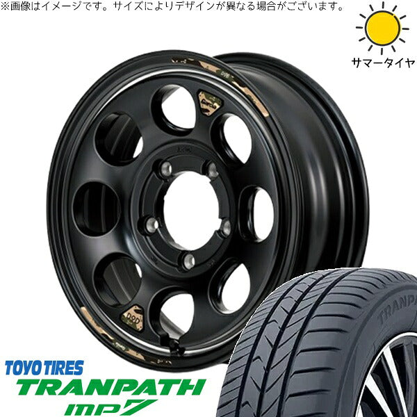 トーヨータイヤ トランパス MP7 215/70R16 + MIDホイール x DOD ウシャリン セミグロスブラック/リム 16インチ 6J -5 5H139.7P サマー・ホイール4本セット。1枚目。
