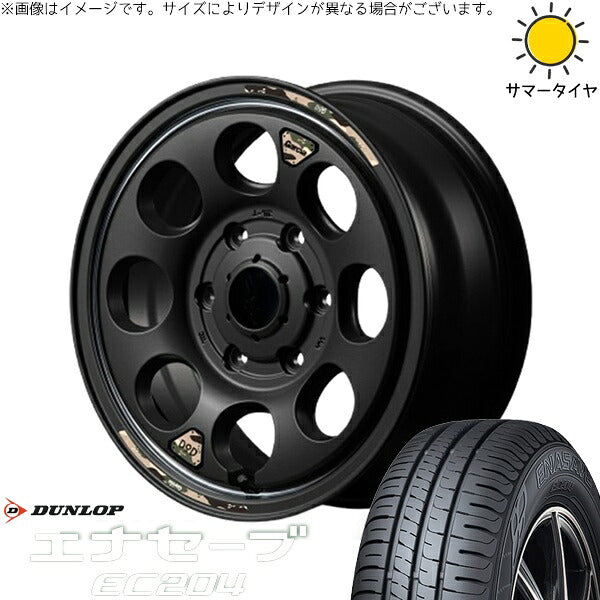 ダンロップ エナセーブ EC204 215/65R16 + MIDホイール x DOD ウシャリン セミグロスブラック/リム 16インチ 6.5J +38 6H139.7P サマー・ホイール4本セット。1枚目。