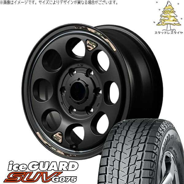 ヨコハマタイヤ アイスガード SUV G075 (iceGUARD SUV G075) 215/65R16 + MIDホイール x DOD ウシャリン セミグロスブラック/リム 16インチ 6.5J +38 6H139.7P スタッドレス・ホイール4本セット。1枚目。