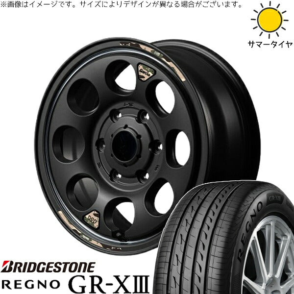 ブリヂストン レグノ GR-X3 RV 215/65R16 + MIDホイール x DOD ウシャリン セミグロスブラック/リム 16インチ 6.5J +38 6H139.7P サマー・ホイール4本セット。1枚目。