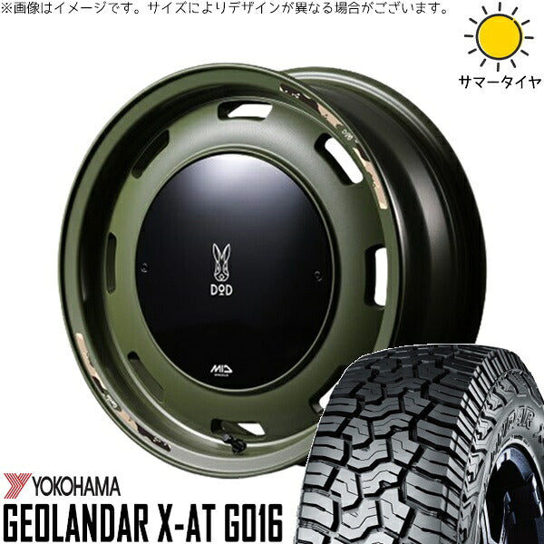 ヨコハマタイヤ ジオランダー X-AT G016 165/60R15 + MIDホイール x DOD ウシャリントバリ セミグロスODグリーン 15インチ 4.5J +45 4H100P サマー・ホイール4本セット。1枚目。