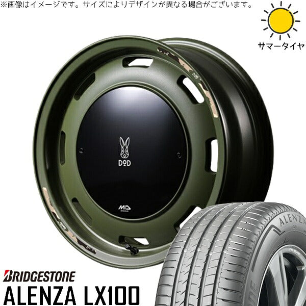 ブリヂストン アレンザ LX100 215/70R16 + MIDホイール x DOD ウシャリントバリ セミグロスODグリーン 16インチ 5.5J +20 5H139.7P サマー・ホイール4本セット。1枚目。