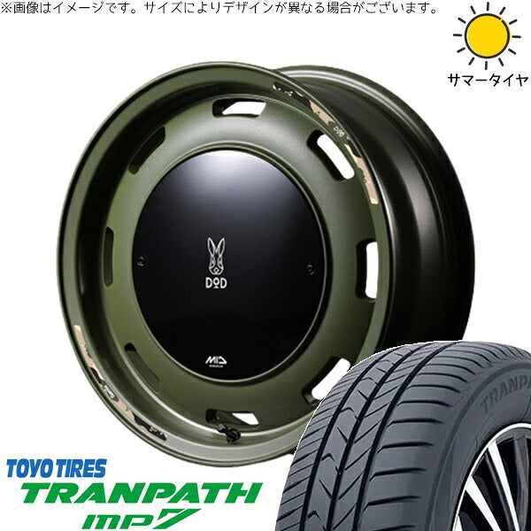トーヨータイヤ トランパス MP7 215/70R16 + MIDホイール x DOD ウシャリントバリ セミグロスODグリーン 16インチ 6J -5 5H139.7P サマー・ホイール4本セット。1枚目。