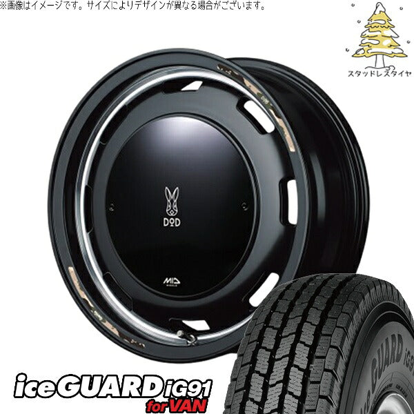 ヨコハマタイヤ アイスガード91 IG91 225/70R16 + MIDホイール x DOD ウシャリントバリ セミグロスブラック 16インチ 5.5J +20 5H139.7P スタッドレス・ホイール4本セット。1枚目。
