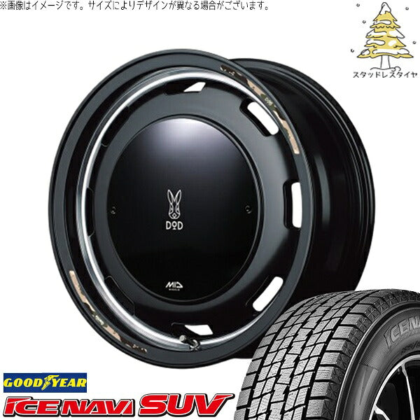 グッドイヤー アイスナビ SUV (ICENAVI SUV) 215/70R16 + MIDホイール x DOD ウシャリントバリ セミグロスブラック 16インチ 5.5J +20 5H139.7P スタッドレス・ホイール4本セット。1枚目。