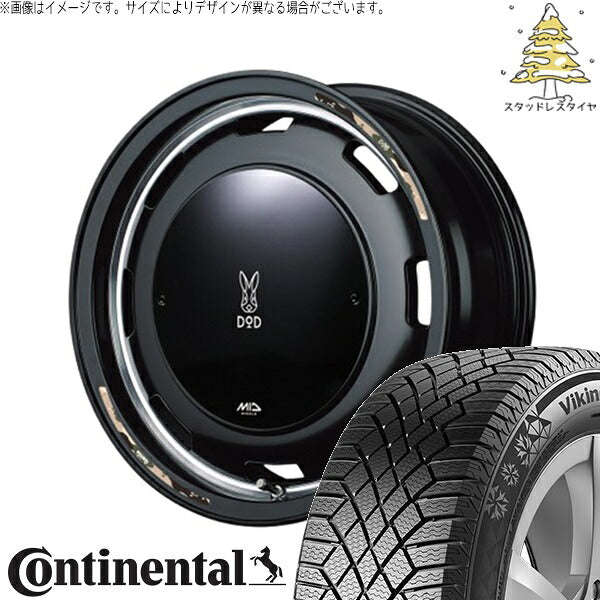 コンチネンタル バイキングコンタクト セブン (VikingContact7) 215/70R16 + MIDホイール x DOD ウシャリントバリ セミグロスブラック 16インチ 5.5J +20 5H139.7P スタッドレス・ホイール4本セット。1枚目。