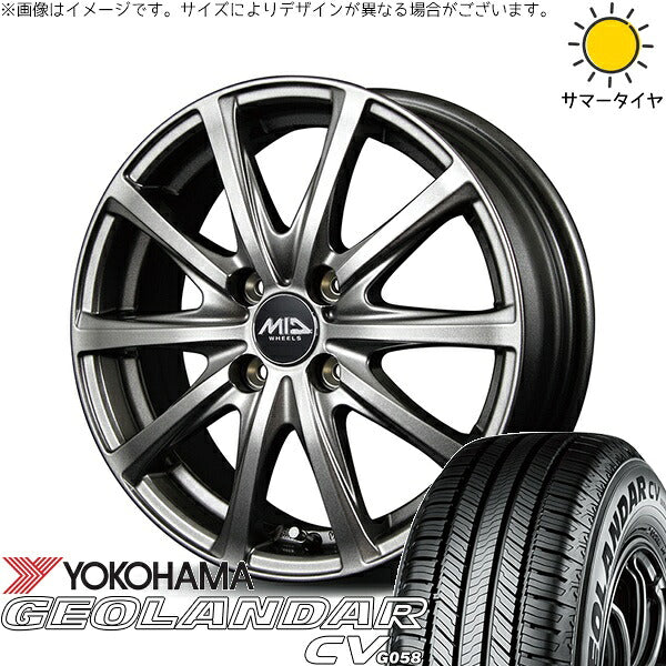 ヨコハマタイヤ ジオランダーCV G058 165/60R15 + MIDホイール V25 メタリックグレー 15インチ 4.5J +45 4H100P サマー・ホイール4本セット。1枚目。