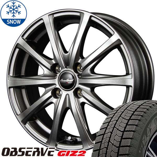 トーヨータイヤ OBSERVE 165/60R15 + MIDホイール V25 メタリックグレー 15インチ 4.5J +45 4H100P スタッドレス・ホイール4本セット。1枚目。
