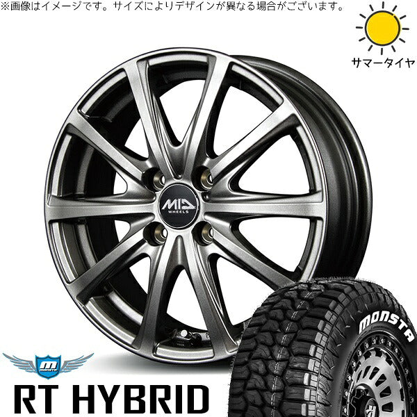 モンスタタイヤ RT ハイブリッド 155/65R14 + MIDホイール V25 メタリックグレー 14インチ 4.5J +45 4H100P サマー・ホイール4本セット。1枚目。