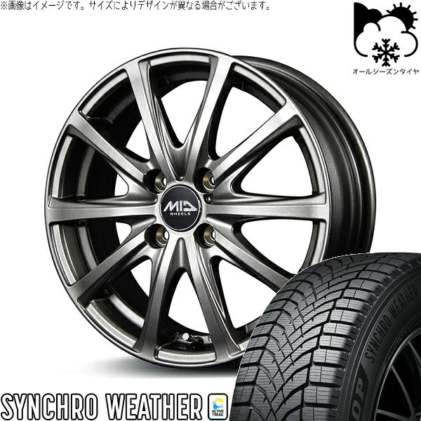 ダンロップ シンクロウェザー 165/55R15 + MIDホイール V25 メタリックグレー 15インチ 5.5J +40 4H100P オールシーズン・ホイール4本セット。1枚目。