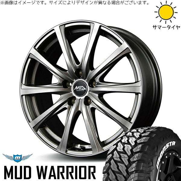 モンスタタイヤ マッドウォーリアー (MUD WARRIOR) 215/70R16 + MIDホイール V25 メタリックグレー 16インチ 6.5J +38 5H114.3P サマー・ホイール4本セット。1枚目。
