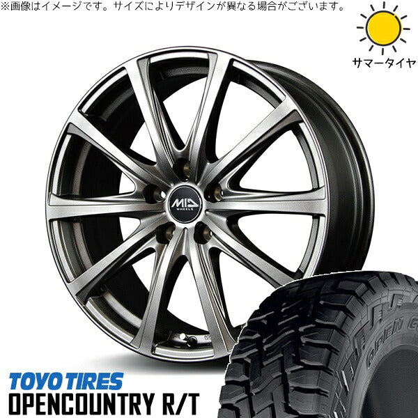 トーヨータイヤ オープンカントリー R/T 225/55R18 + MIDホイール V25 メタリックグレー 18インチ 7.5J +53 5H114.3P サマー・ホイール4本セット。1枚目。