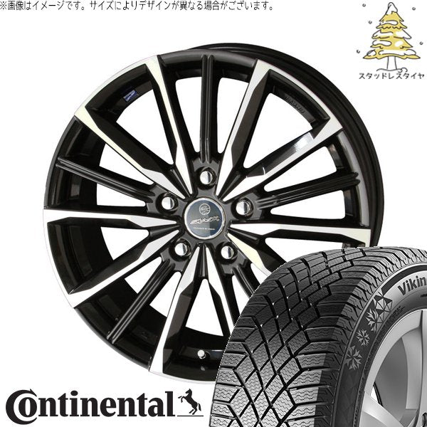 コンチネンタル バイキングコンタクト7 185/60R15 + スマック ヴァルキリー サファイアブラックポリッシュ 15インチ 6J +45 5H100P スタッドレス・ホイール4本セット。1枚目。