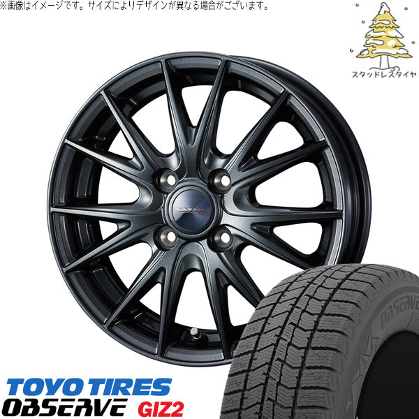 トーヨータイヤ OBSERVE 165/65R14 + ヴェルヴァ スポルト2 ディープメタル2 14インチ 5J +39 4H100P スタッドレス・ホイール4本セット。1枚目。