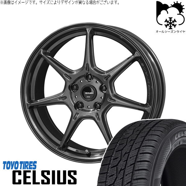 トーヨータイヤ セルシアス 225/65R17 + RIVAZZA VEX-7 ガンブラック 17インチ 7.0J +53 5H114.3P オールシーズン・ホイール4本セット。1枚目。