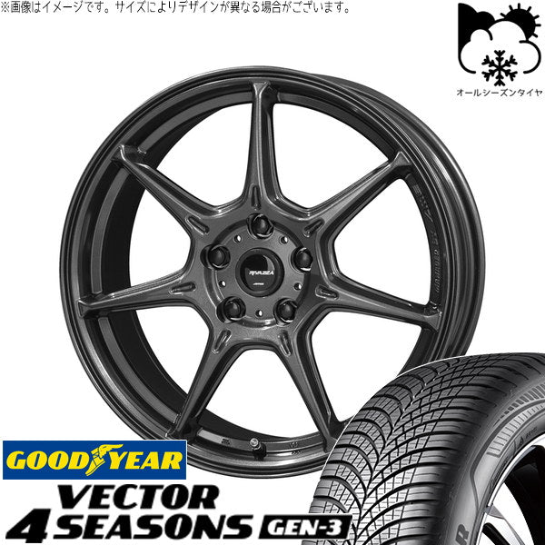 グッドイヤー ベクター4シーズンズ GEN-3 225/45R18 + RIVAZZA VEX-7 ガンブラック 18インチ 7.5J +48 5H114.3P オールシーズン・ホイール4本セット。1枚目。
