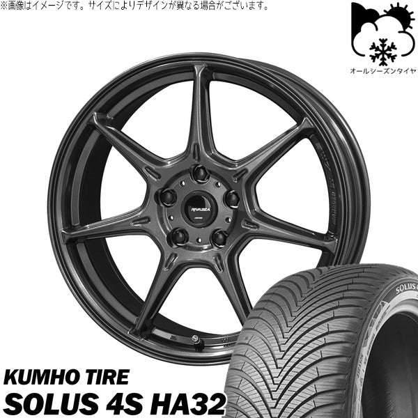 クムホ SOLUS 4S HA32 225/55R18 + RIVAZZA VEX-7 ガンブラック 18インチ 7.5J +48 5H114.3P オールシーズン・ホイール4本セット。1枚目。