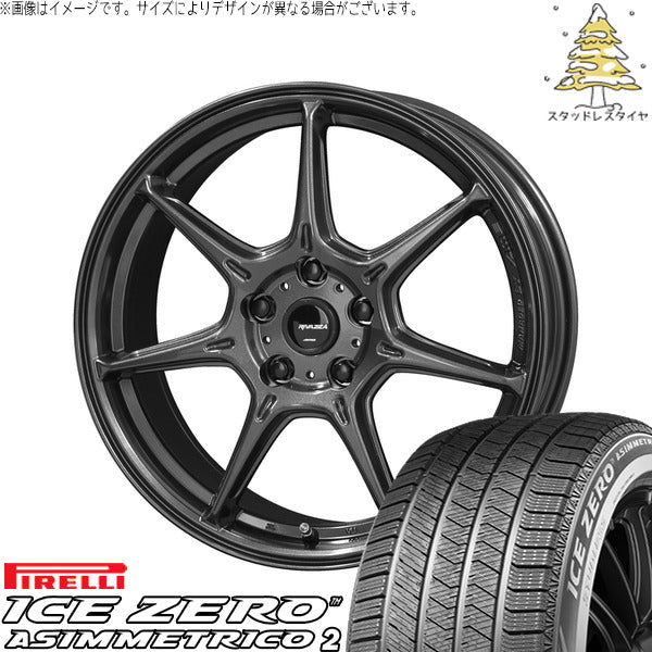 ピレリ アイスゼロアシンメトリコ2 205/55R16 + RIVAZZA VEX-7 ガンブラック 16インチ 6.5J +45 5H114.3P スタッドレス・ホイール4本セット。1枚目。