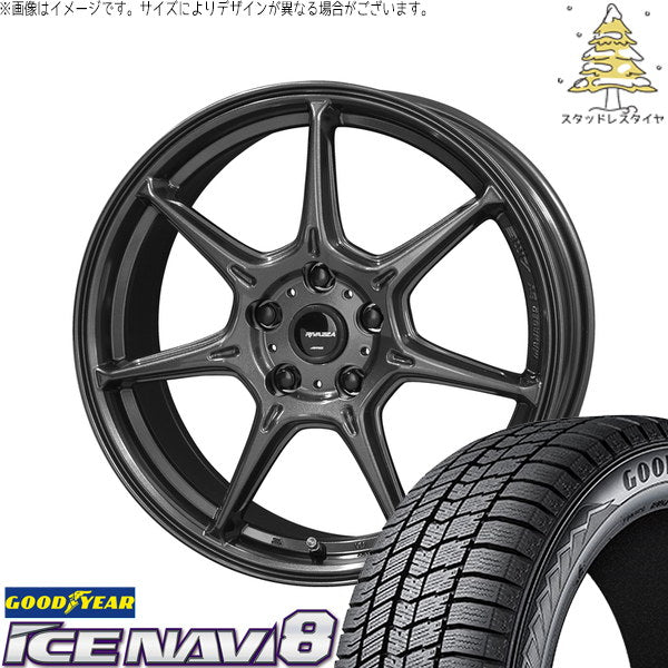 グッドイヤー アイスナビ8 215/65R16 + RIVAZZA VEX-7 ガンブラック 16インチ 6.5J +53 5H114.3P スタッドレス・ホイール4本セット。1枚目。