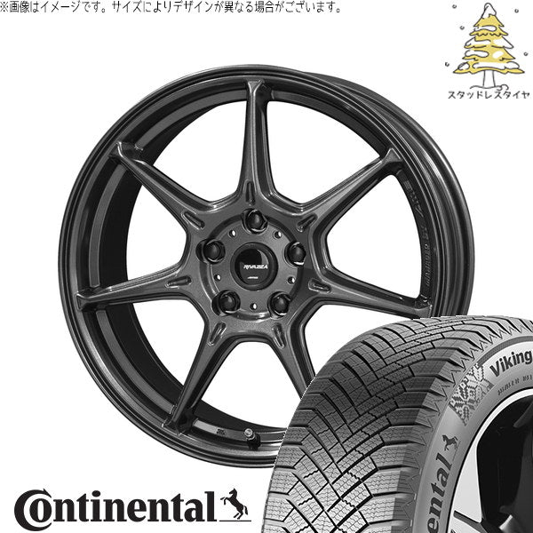 コンチネンタル バイキングコンタクト8 215/55R17 + RIVAZZA VEX-7 ガンブラック 17インチ 7.0J +40 5H114.3P スタッドレス・ホイール4本セット。1枚目。