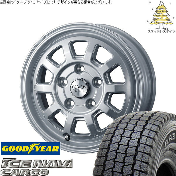 グッドイヤー アイスナビカーゴ 165/80R14 + ヴィセンテ06-TG シルバー 14インチ 5J +48 5H114.3P スタッドレス・ホイール4本セット。1枚目。