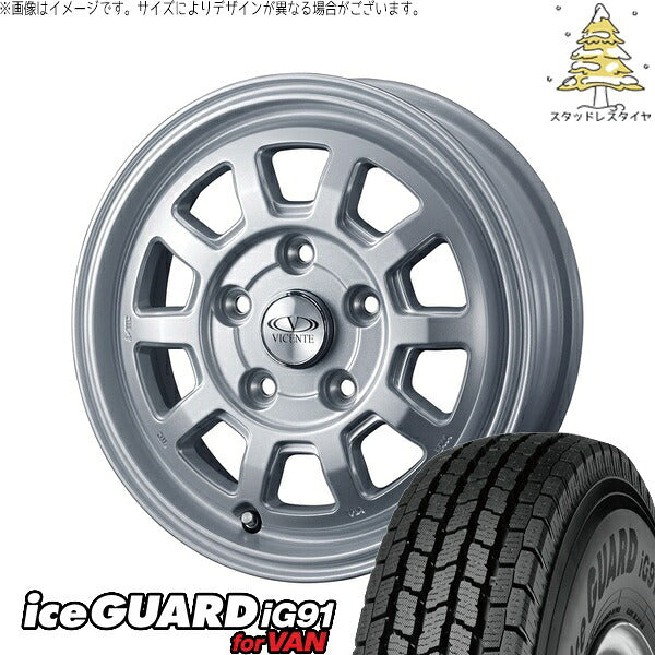 ヨコハマタイヤ アイスガード91 IG91 155/80R14 + ヴィセンテ06-PS シルバー 14インチ 5J +35 4H100P スタッドレス・ホイール4本セット。1枚目。