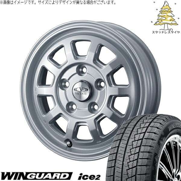 ネクセン ウィンガード アイス2 145/80R13 + ヴィセンテ06-NE シルバー 13インチ 4J +40 4H100P スタッドレス・ホイール4本セット。1枚目。